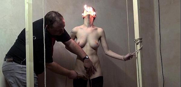  Cruel burning and electro bdsm of tortured slaveslut in extreme dungeon bondage